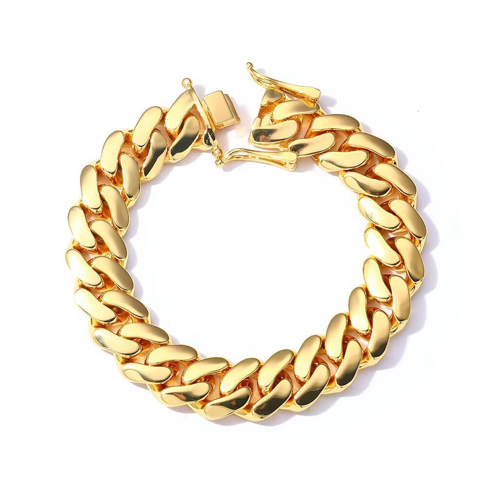 NUOYA 10/12/15/19/22mm Heavy Miami Cuban Link Chain Rose Gold Plated Brass Hip Hop Jewelry Zircon Bracelet Gift