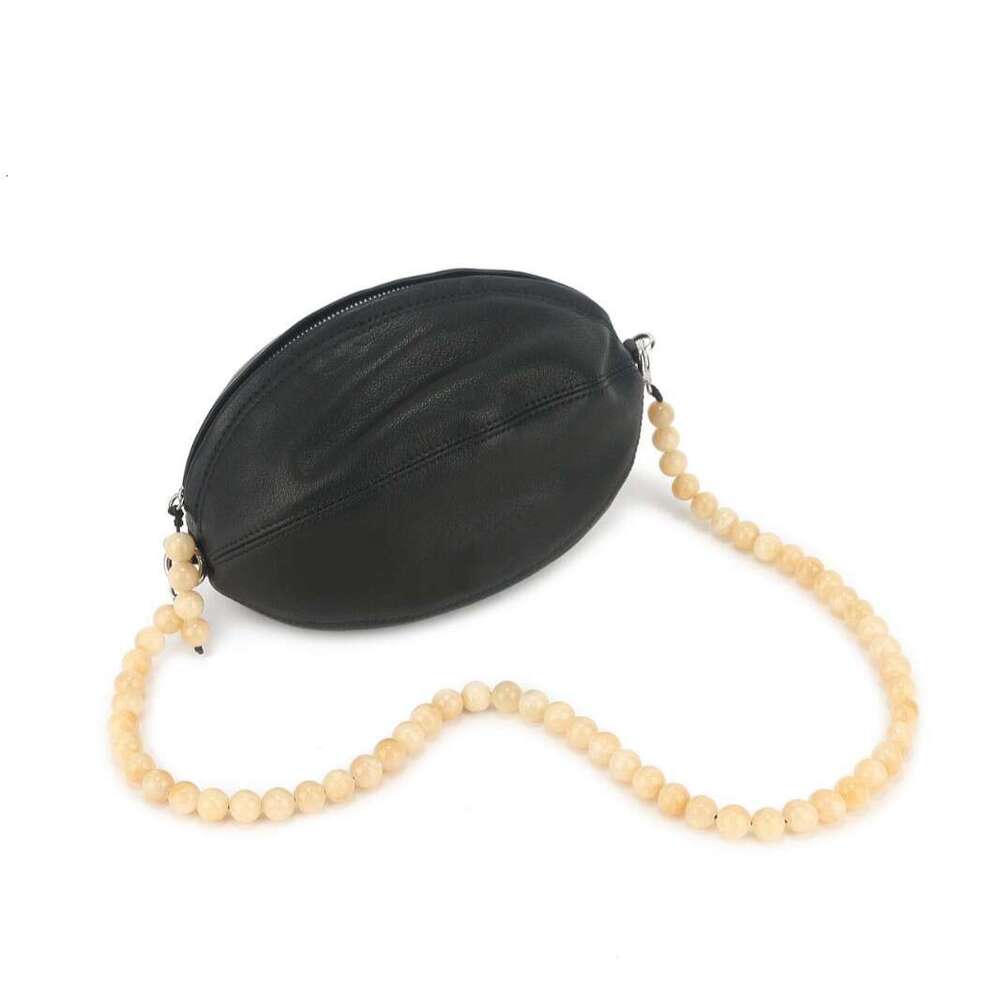 Early Spring New Beaded Chain Football Bag Women Genuine Sheepskin Niche Design Luxury Underarm Shoulder Bag Runway Fashion SENYY