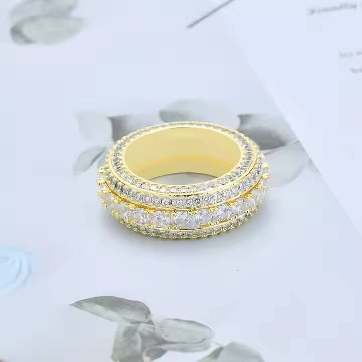 Luxury 925 Sterling Silver Moissanite Wedding Ring Hip Hop Style Sparkling Diamond Jewelry Bold Fashion Statement Eye Catching
