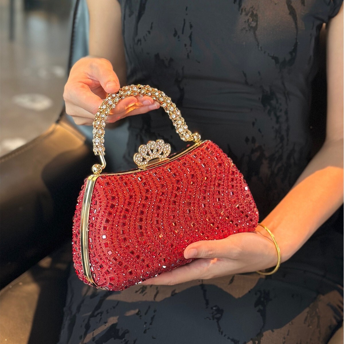 Hot-selling Shiny Luxurious Rhinestone Decorated Handbag for Women Fashionable Elegant Luxury Clutch Evening Bag