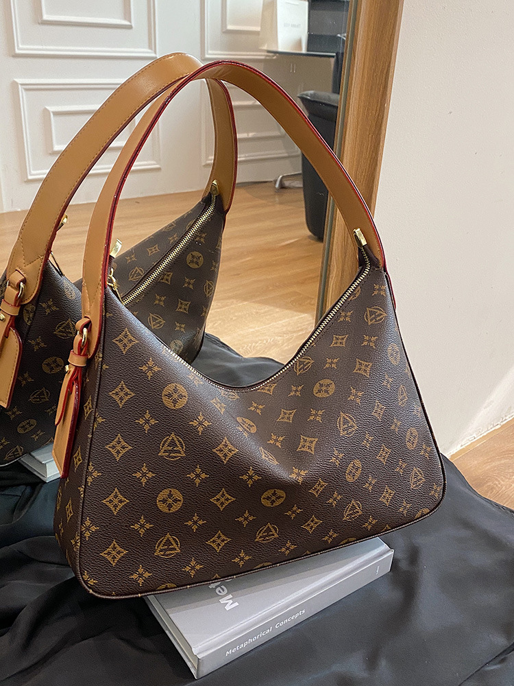 Free shipping 2026 Luxury Inspired Monogram Canvas Hobo Bag | Classic Print Underarm Purse - view 5