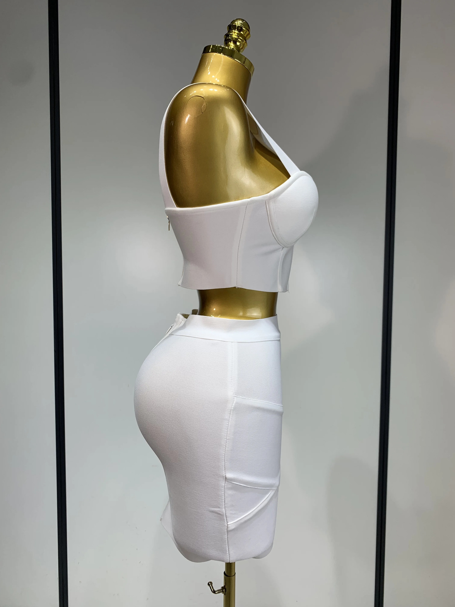 Women Sexy Top Short Skirt Bodycon Bandage Two Pieces Sets White Black Evening Party y Birthday Outfit Nightclub Suits 260420