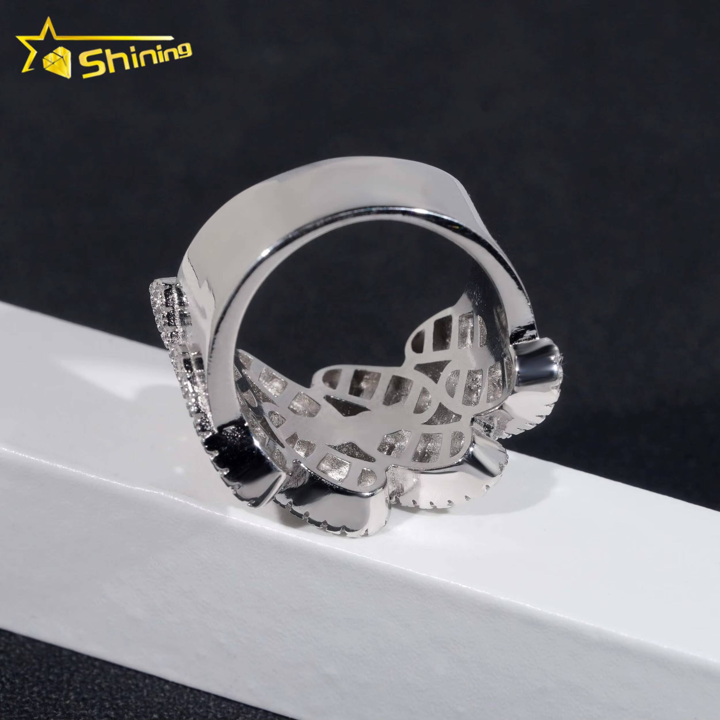 High Quality Iced Cuban Rings Baguette Diamond 925 Sterling Silver Hip Hop Moissanite Mens Ring