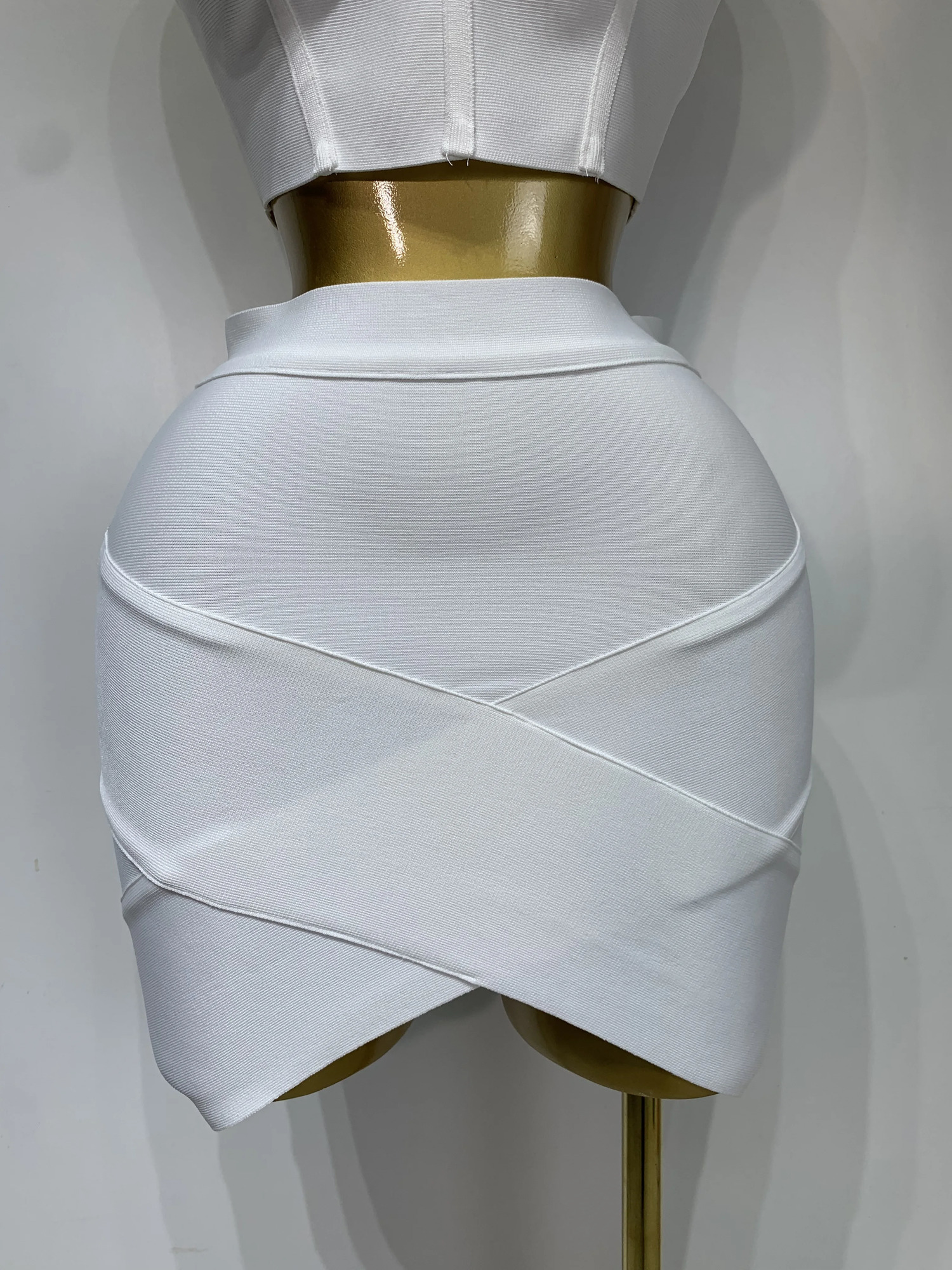 Women Sexy Top Short Skirt Bodycon Bandage Two Pieces Sets White Black Evening Party y Birthday Outfit Nightclub Suits 260420