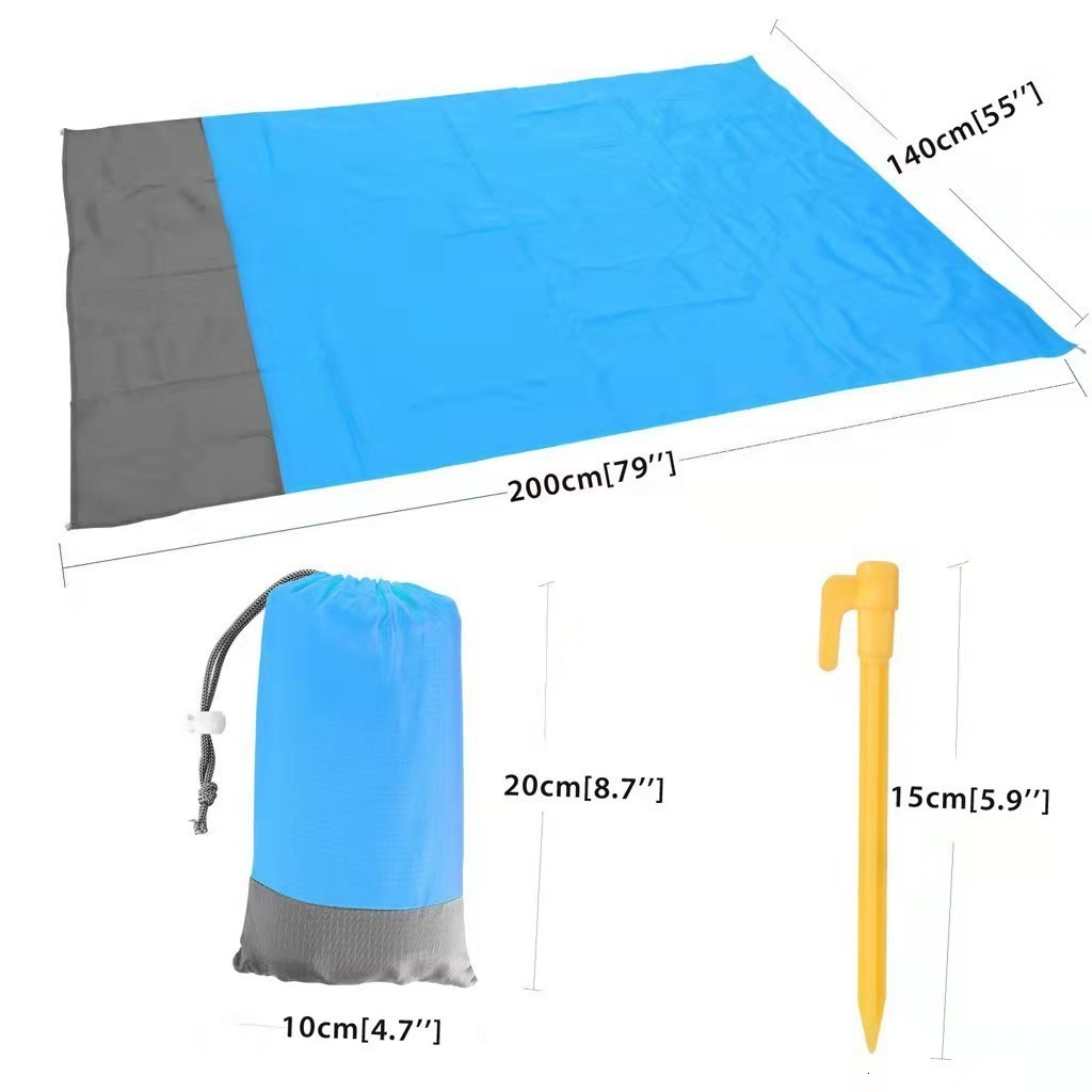 Double-color beach blanket large size waterproof and sand-proof picnic mat for 2-3 adults lightweight travel camping hiking b 260403