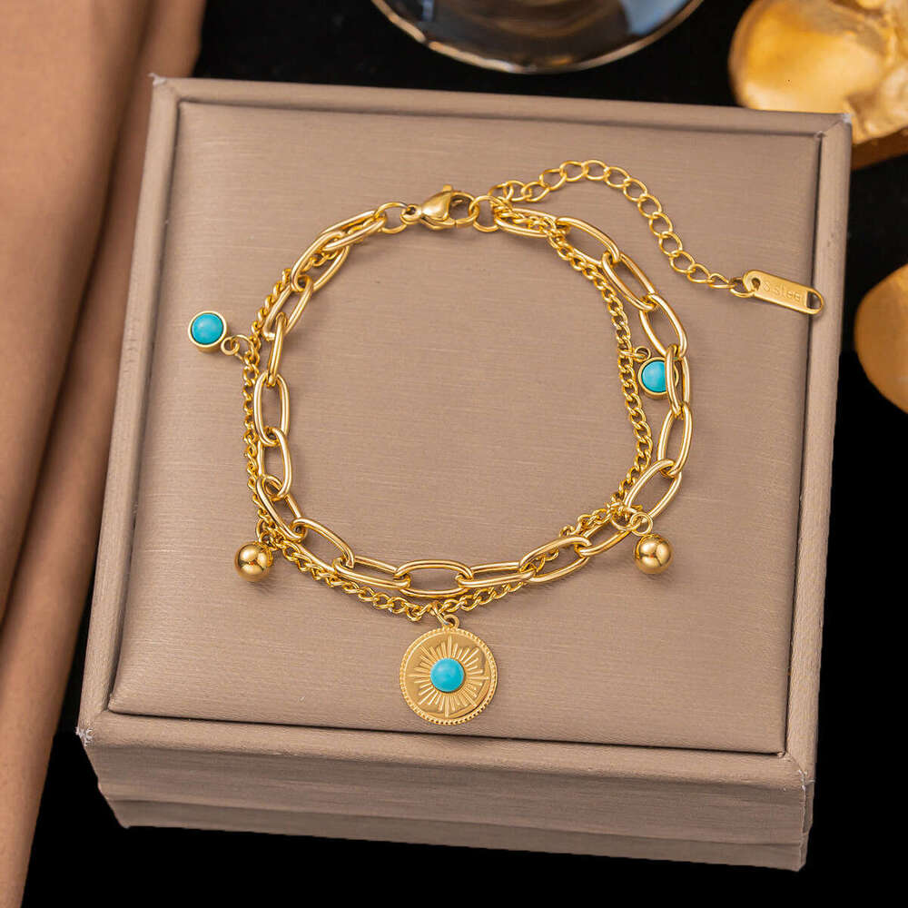 European And American Cross-Border Stainless Steel 18K Gold-Plated Bracelet For Women, Non-Fading, Fashionable, Niche, Simple Heart Jewelry