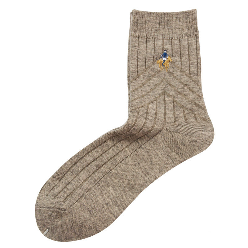 Paul Wool Socks Winter Warm Solid Color Business Wool Mens Socks Double Needle Embroidery Thickened Wool Socks for Men 240805