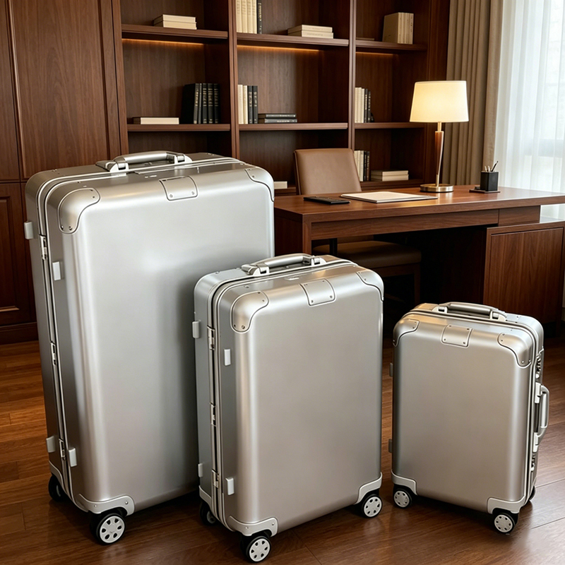 Suitcase Aluminum Designer Rolling suitcase large capacity trolley case luxury Luggage set 21 inch Silver cabin metal boarding box Carry on Spinner luggage