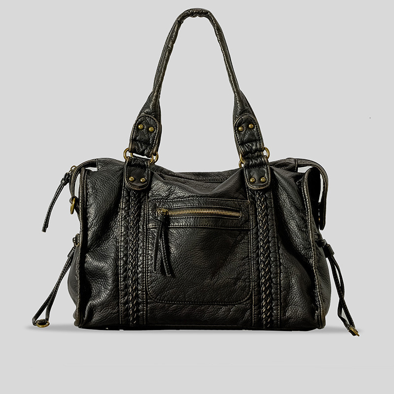 woven handbag in vintage punk style fashionable and trendy largecapacity tote bag y260209
