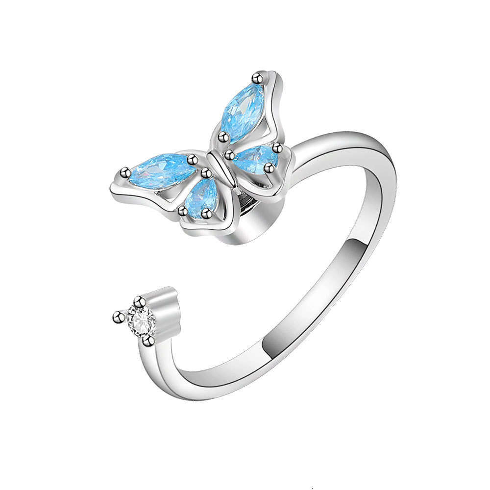 Butterfly Rotatable For Women Amazon Cross-Border Jewelry Ins Internet Celebrity Personality Adjustable Open Finger Ring