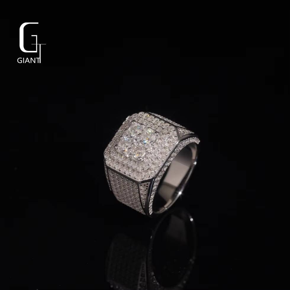 Customizable Jewelry Fine Jewelry Claw Setting Hip Hop VVS Moissanite 925 Sterling Silver Rings Moissanite Rings for Men Rapper