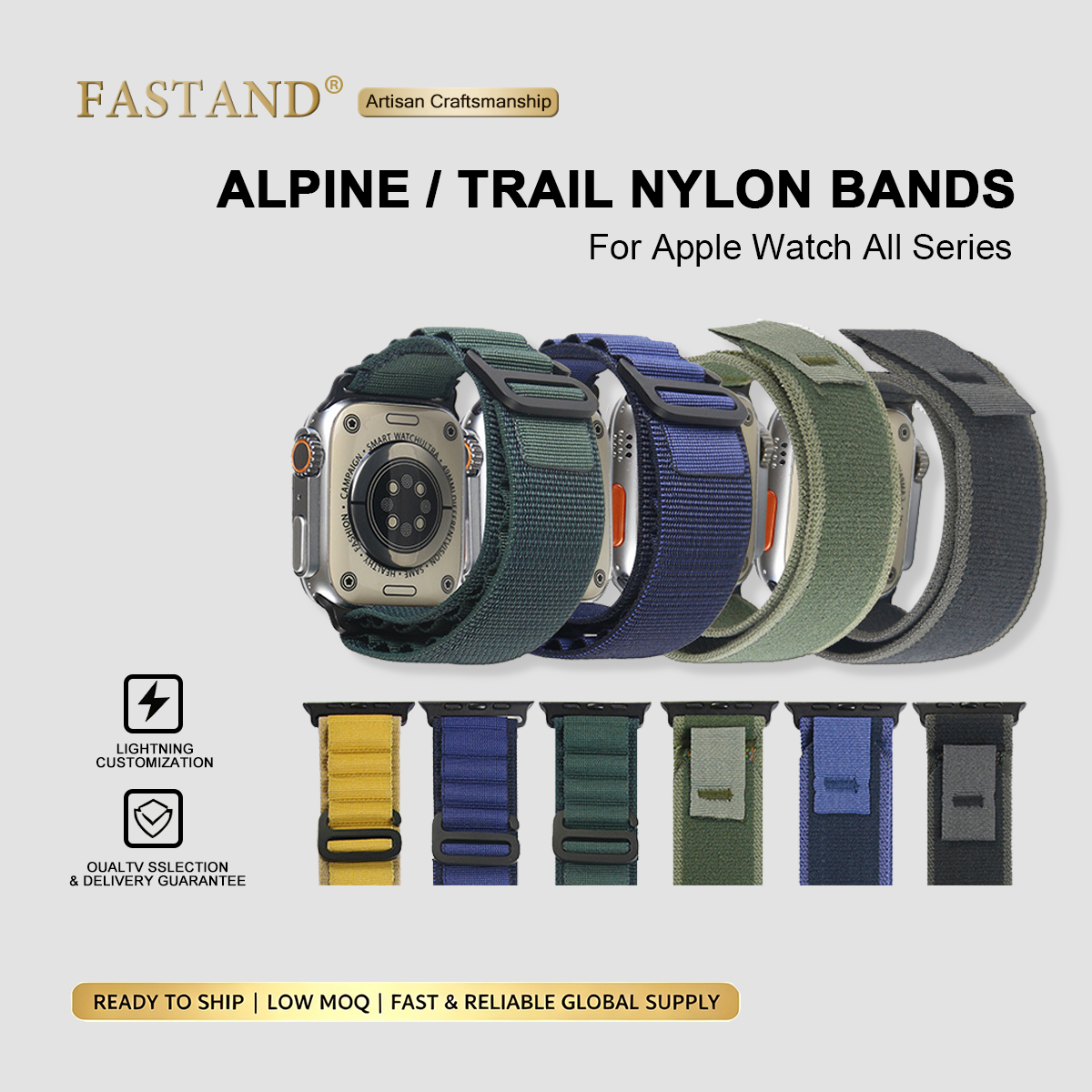Rugged Nylon Band Compatible with Apple Watch Series 1-11 SE Ultra 1/2, Alpine G-Hook & Trail Loop Sport Strap for iWatch 49mm 45mm 44mm 42mm 41mm 40m