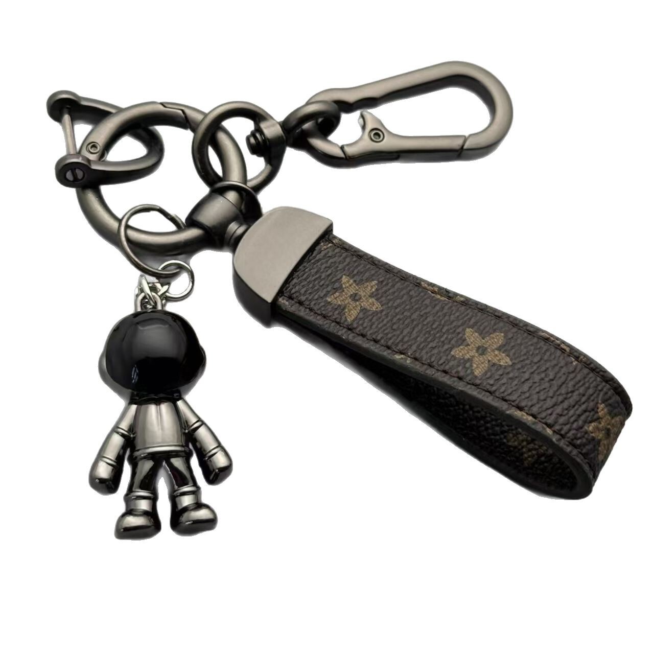 Astronaut keychain metal pendant for men, car keychain, keyring, personalized creative leather strap keychain - view 6
