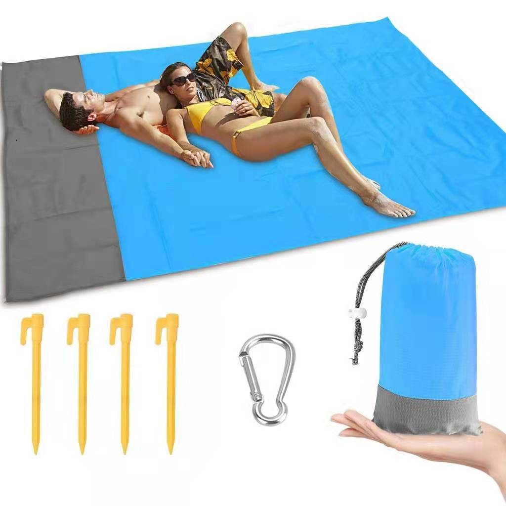Double-color beach blanket large size waterproof and sand-proof picnic mat for 2-3 adults lightweight travel camping hiking b 260403