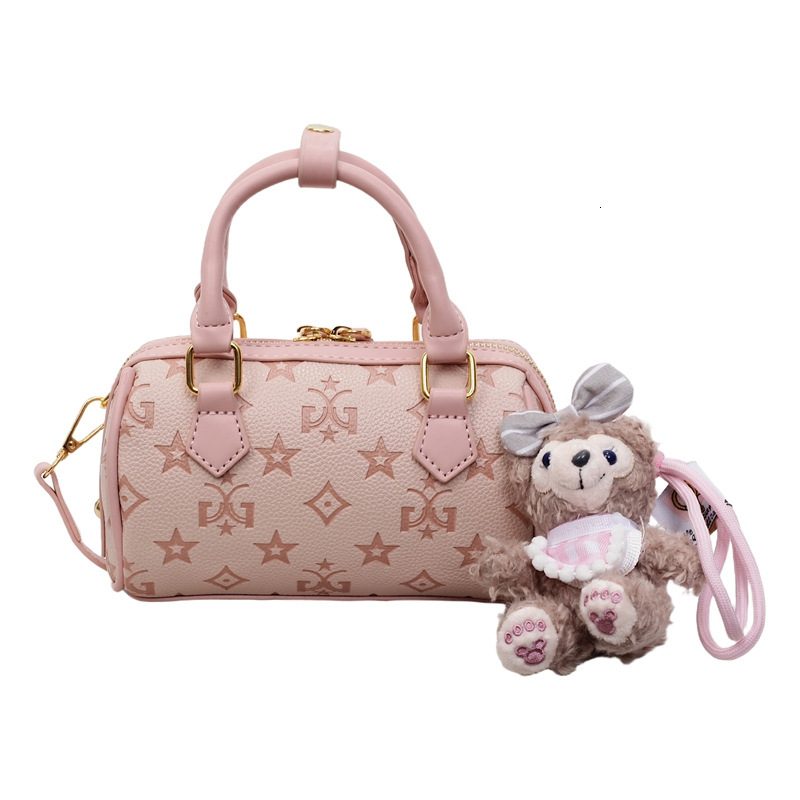 Elegant Luxury High-End Cherry Blossom Pink Embossed Boston for Women 2026 New Sweet Handbag Shoulder Crossbody Bag