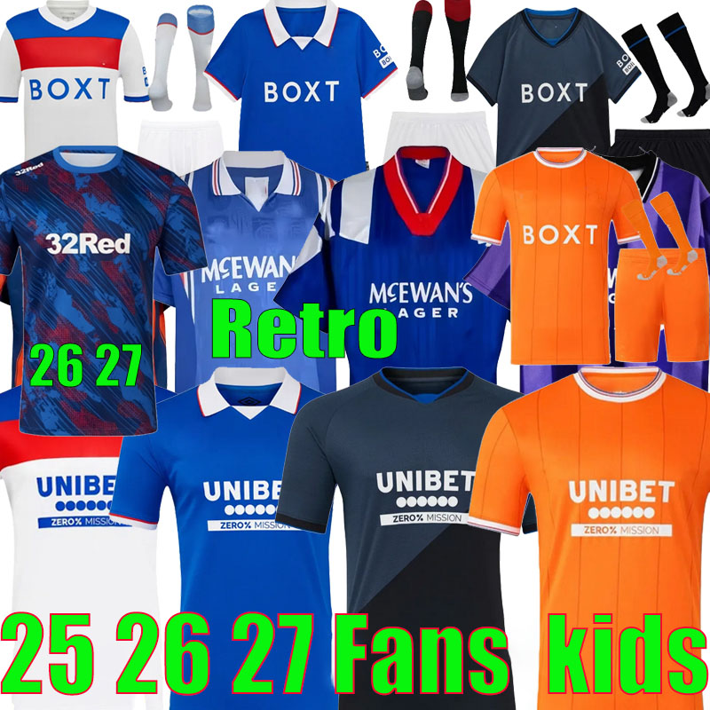 Glasgow RangersS fc 25 26 27 soccer jersey home away 3rd TAVERNIER COLAK ROOFE 2025 LUNDSTRAM HAGI BARKER MORELOS KENT FC FASHION JR Football Shirt men kids kit Retro