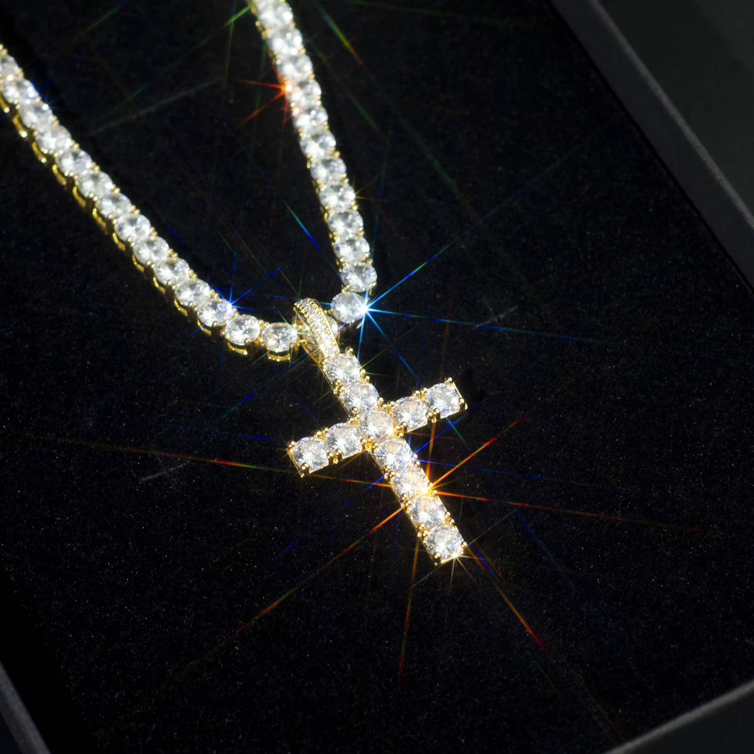 Wholesale Price 12Inch Moissanite Cross Pendant Hip Hop Style Round Brilliant Cut Moissanite 925 Silver Hip Hop Pendant