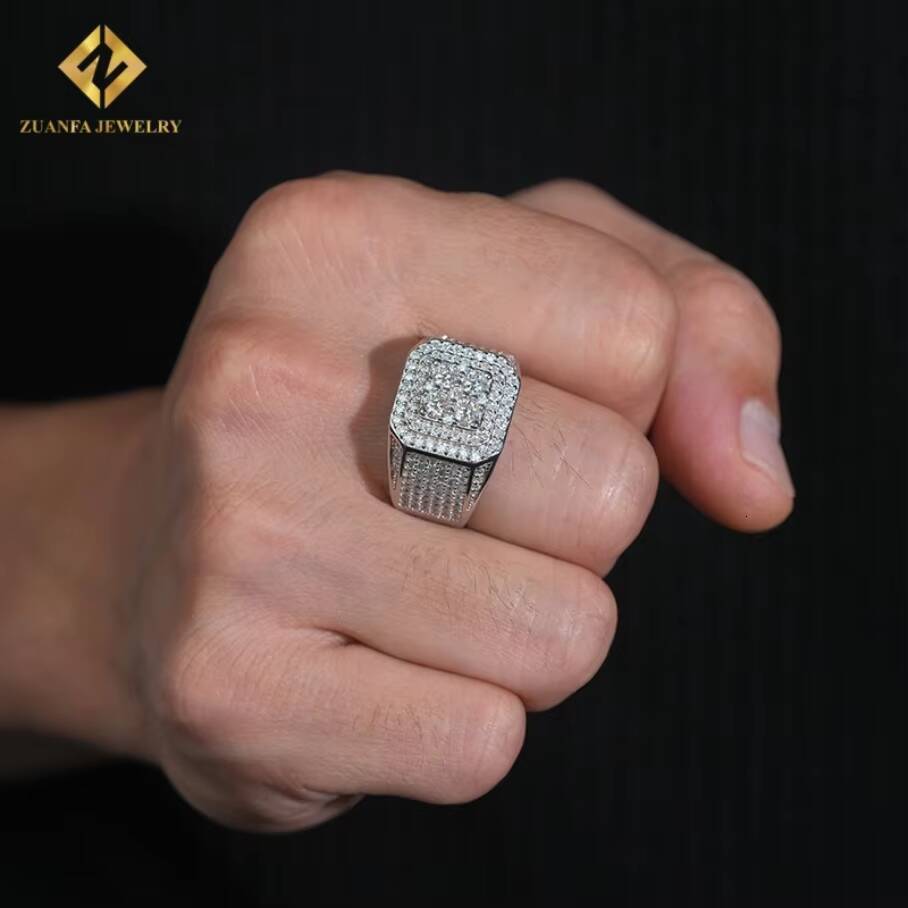 Fashion Moissanite Hip Hop Ring Pass Diamond Tester Iced Out Jewelry Hip Hop Style Full VVS Moissanite Diamond