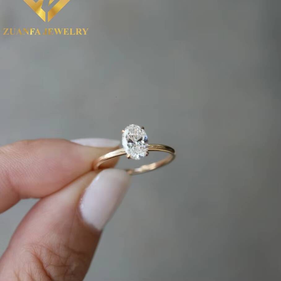 Hot Sale Custom Design 14K Solid Gold 4carats Vvs Diamond Engagement Moissanite Rings for Women