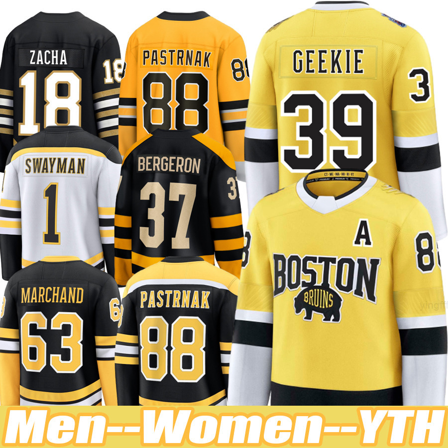 2026 Bostons Bruins Stadium Series Jersey 100th anniversary Stadium Series Jersey 88 Pastrnak A 63 Marchand C 28 Lindholm 1 Swayman 13 Coyle 73 McAvoy