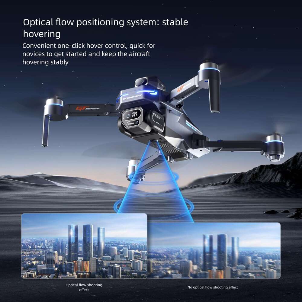 GT8 Brushless Drone 3 Lens Aerial Photography Foldable RC Quadcopter Long Endurance Altitude Hold One Key Return WiFi FPV Distance Alert Battery Displ