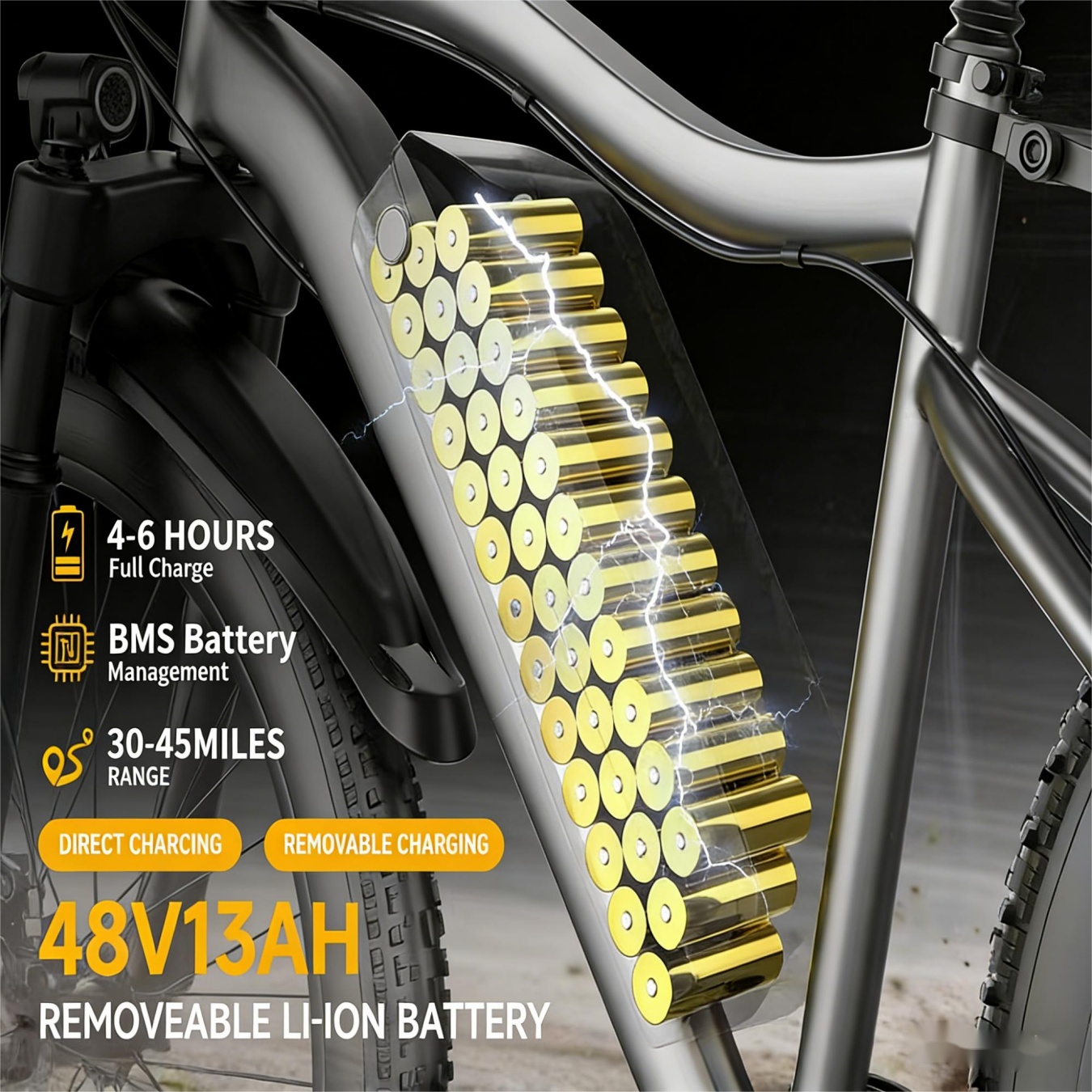 LIZIFLY G73 26 Inch Electric Mountain Bike Off-road 250W Adults E-Bike 48V 13AH Commuter Bicycle 60km Long range 25kmh