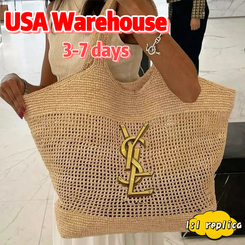 1: 1YSL bag Designer Bag Tote Bag beach bag straw bag women's handbag designer bags 2026 Trends shopping bag 12A new cowhide outdoor wallet travel bag