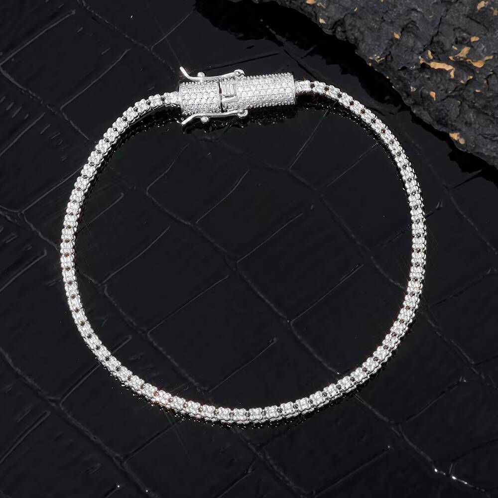 NUOYA Luxury Jewelry Iced Out Diamond Cylinder Clasp Design 25mm Woven Chain Hip Hop Bracelet Daily Casual Wear Gift for Women
