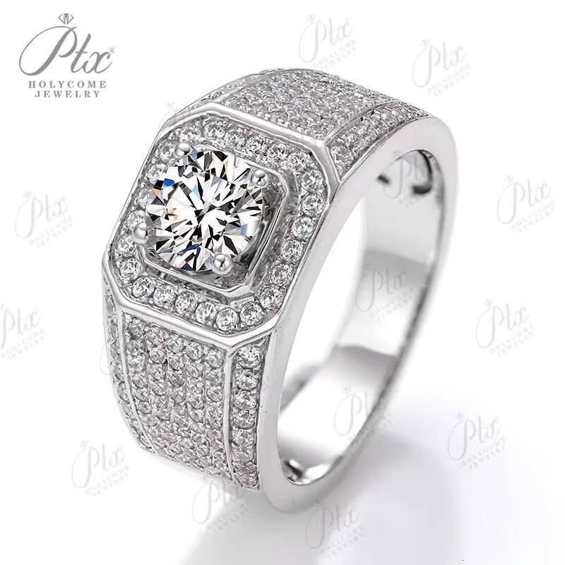 Moissanite Rings1ct Stone VVS1 for Men Women Sterling Silver 925 GRA Certificate Jewelry Marriage Anniversary Gift Wholesale