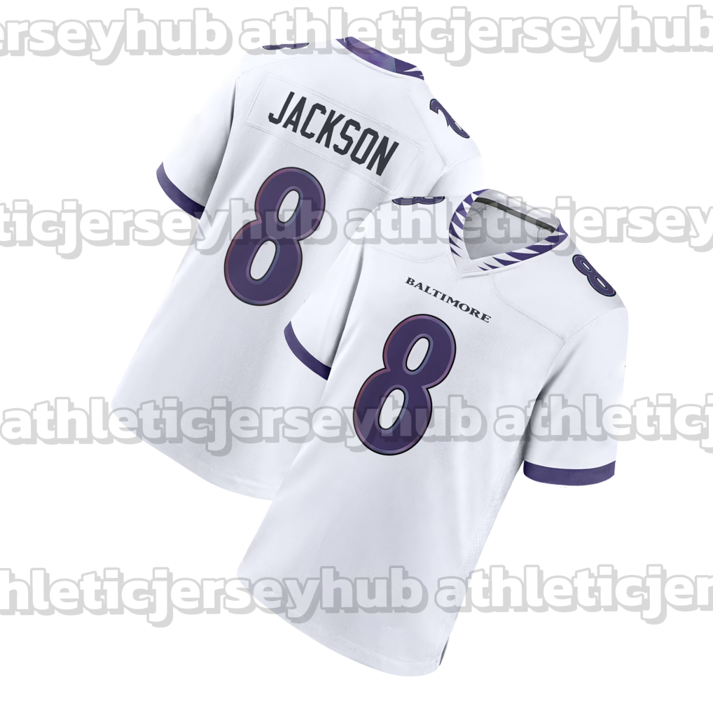 8 Lamar Jackson 2026 Football Jerseys Trey Hendrickson Zay Flowers Derrick Henry Malaki Starks Andrews Hamilton Roquan Smith Wiggins Green Lewis custo