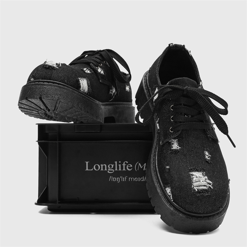 Free shipping designer shoes 2026 New Thick Sole Men's Shoes Casual Derby Shoes Versatile Black Large Leather Loafers Non-slip