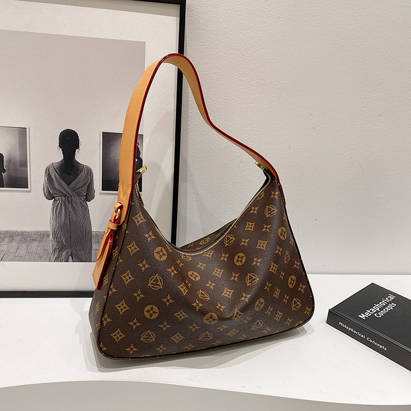 Free shipping 2026 Luxury Inspired Monogram Canvas Hobo Bag | Classic Print Underarm Purse - view 7