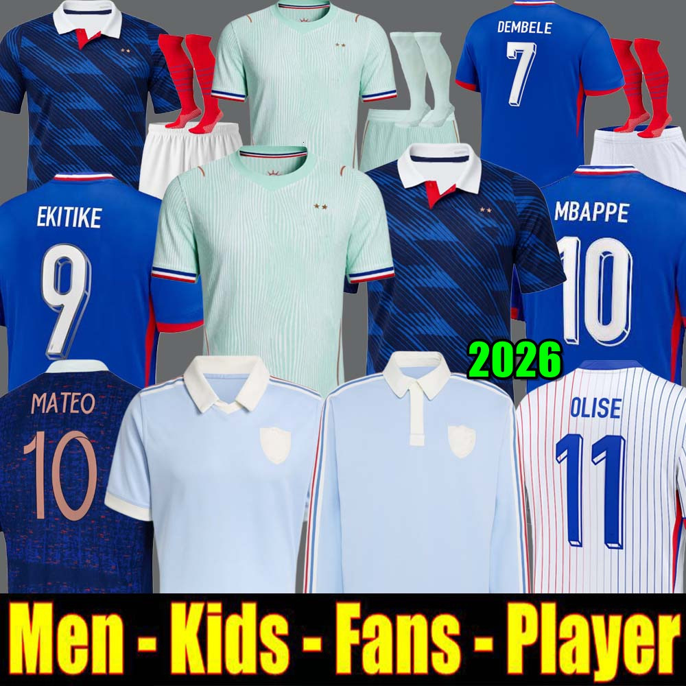 french soccer jersey 25 26 MBAPPE BARCOLA OLISE EKITIKE 2025 2026 DEMBELE Maillots de football shirt equipement de foot Men kids kit enfants France 12