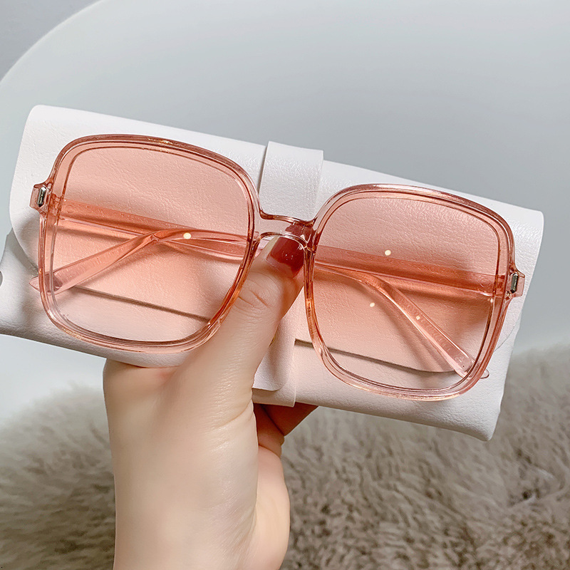 Trendy Personality Gradient Ocean Lens Sunglasses Internet Celebrity Style Rivet Large Frame Sunshade Glasses Rimless Casual Sunglasses
