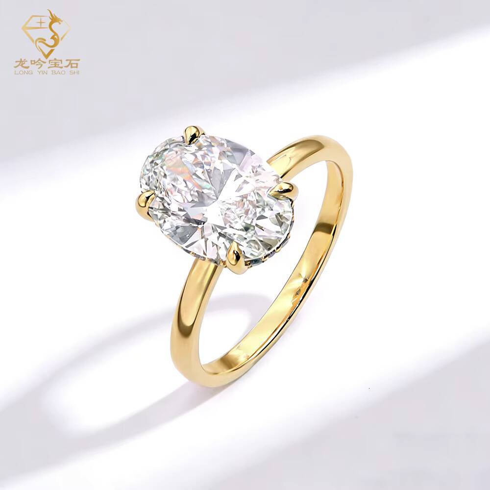 Custom Oval Cut Lab Grown Diamond Ring 14k Solid Gold IGI Certified CVD HPHT Diamond Ring Anniversary Wedding Ring for Women Men
