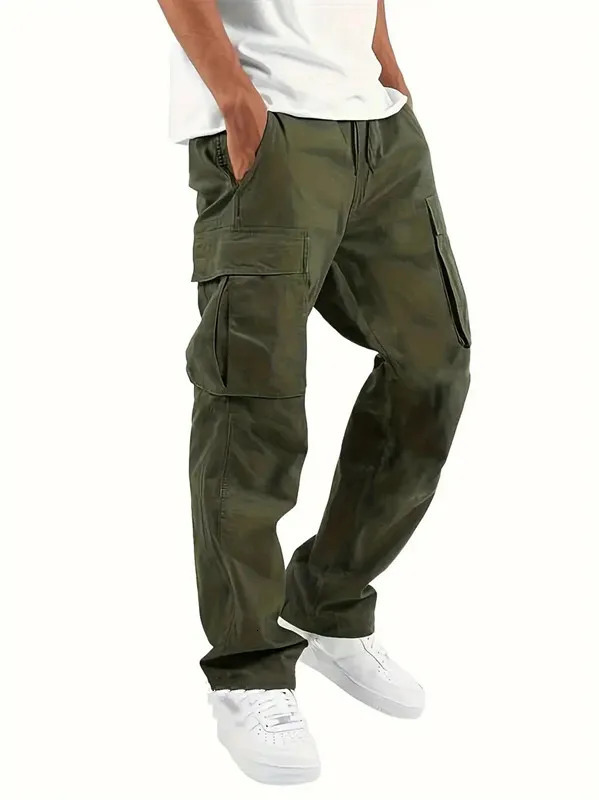 Mens Casual Jogger Pants Relaxed Fit Cargo Pants Drawstring Sweatpants Hiking Outdoor Twill Sport Pants 260422
