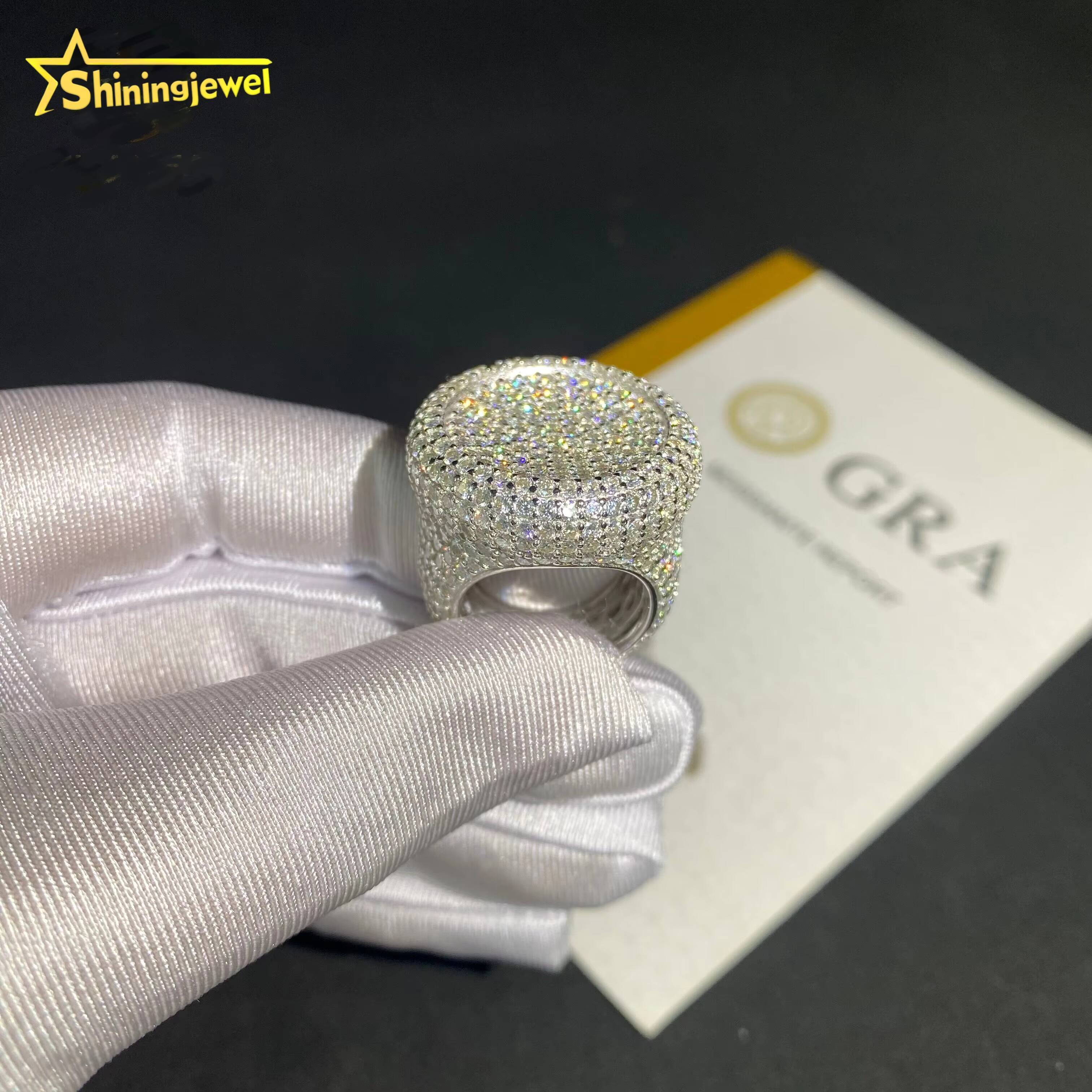 Hot Sale Moissanite Round Men Ring Custom Iced Out Diamond 925 Sterling Silver VVS Moissanite Jewelry Hip Hop Rings Pass Tester