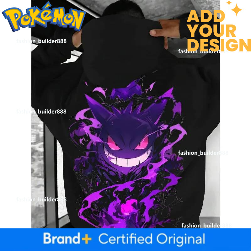 Pokemon Gengar Joint Autumn Winter Men Hoodie Loose Street Graffiti Animation Printing Casual Trendy Cool Hooded Sweater - view 4