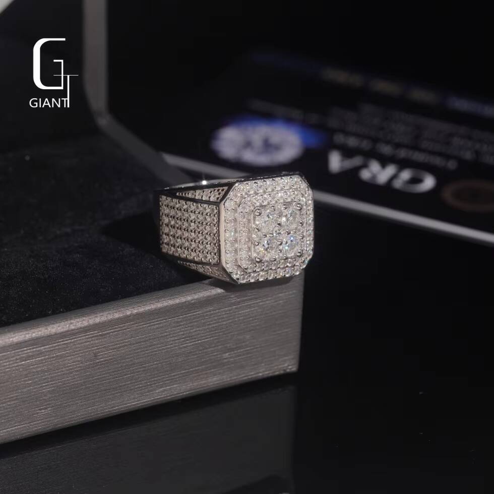 Customizable Jewelry Fine Jewelry Claw Setting Hip Hop VVS Moissanite 925 Sterling Silver Rings Moissanite Rings for Men Rapper