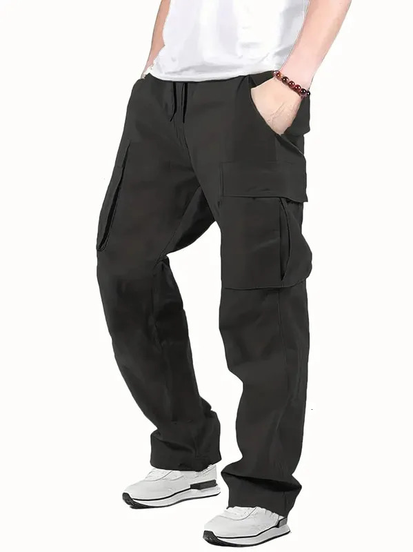 Mens Casual Jogger Pants Relaxed Fit Cargo Pants Drawstring Sweatpants Hiking Outdoor Twill Sport Pants 260422