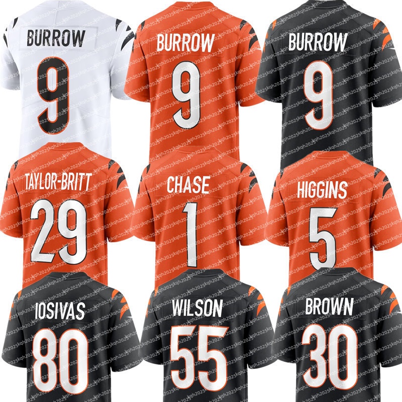 Dexter Lawrence II Joe Burrow Ja'Marr Chase Logan Wilson Chase Brown Sam Hubbard Andrei Iosivas Mike Gesicki Tee Higgins Cam Taylor-Britt Joe Flacco Football Jersey