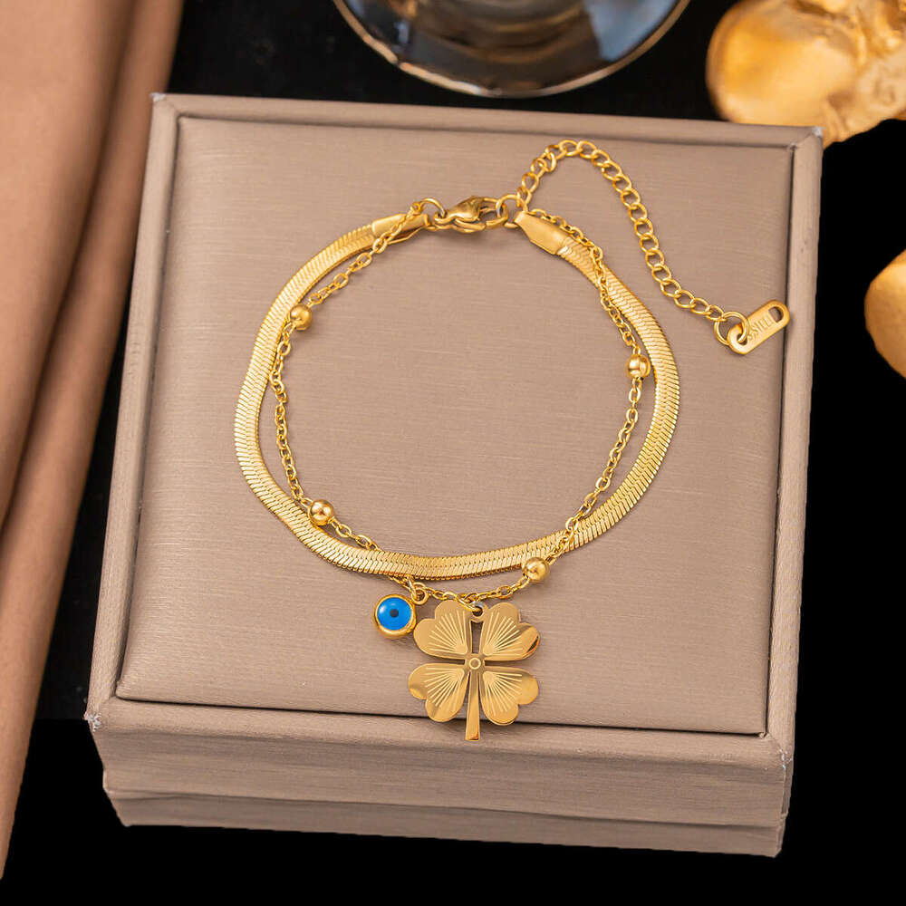 European And American Cross-Border Stainless Steel 18K Gold-Plated Bracelet For Women, Non-Fading, Fashionable, Niche, Simple Heart Jewelry