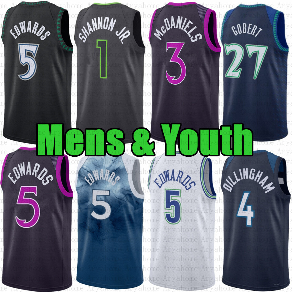 Anthony Edwards Basketball Jersey Naz Reid Donte DiVincenzo Julius Randle Jaden McDaniels Rudy Gobert Conley Robert Dillingham Terrence Shannon Jr Joe