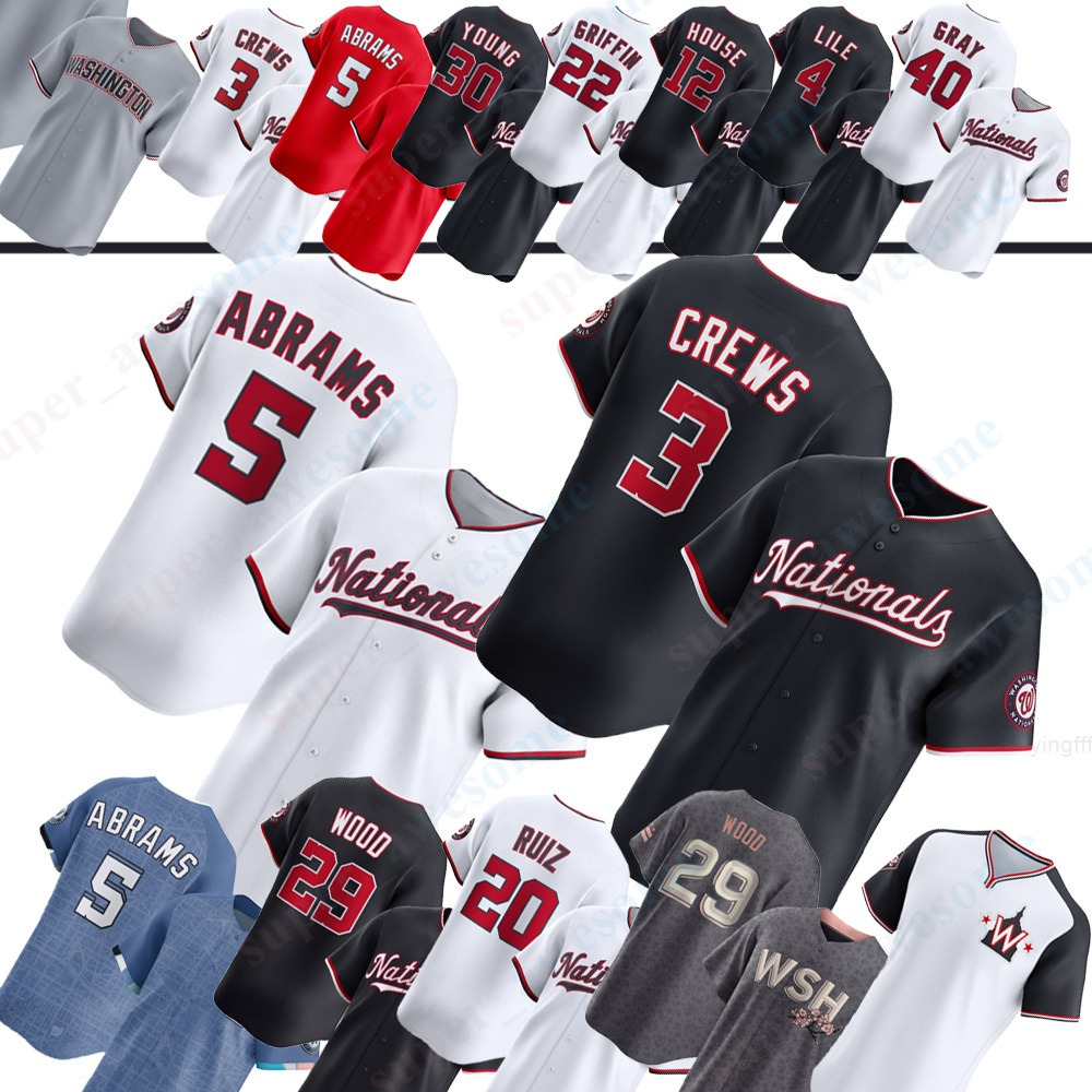 CJ Abrams Nationals Baseball Jersey James Wood Dylan Crews Keibert Ruiz Josiah Gray Jacob Young Brady House Foster Griffin Luis Garcia Jr Daylen Lile 