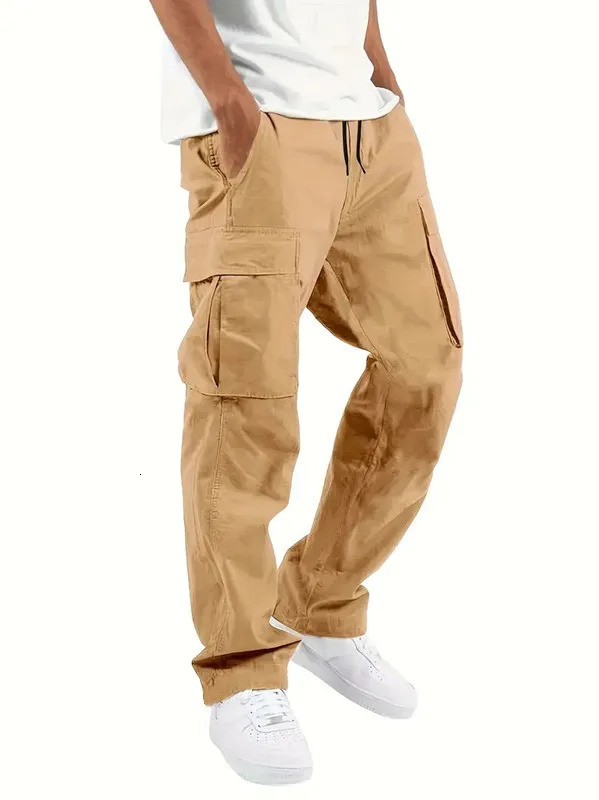 Mens Casual Jogger Pants Relaxed Fit Cargo Pants Drawstring Sweatpants Hiking Outdoor Twill Sport Pants 260422