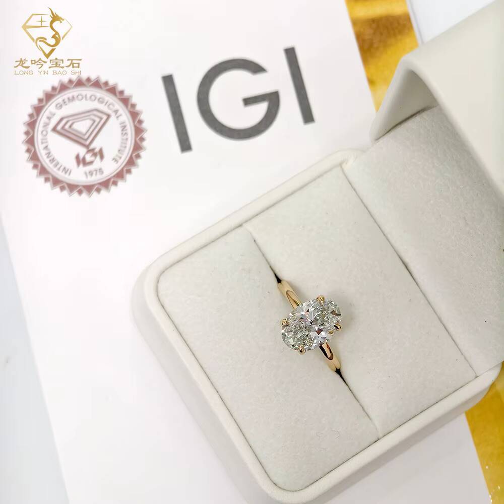 Custom Oval Cut Lab Grown Diamond Ring 14k Solid Gold IGI Certified CVD HPHT Diamond Ring Anniversary Wedding Ring for Women Men