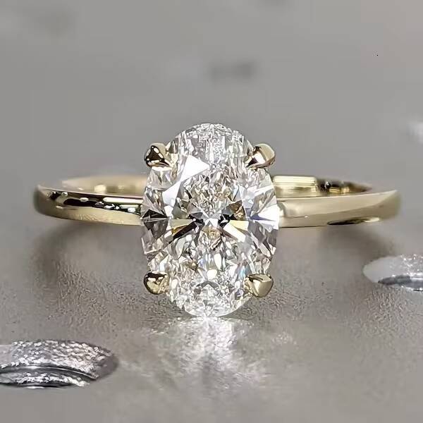 Hot Sale 2Ct Diamond D-VS1 Engagement Ring 14k Solitaire Yellow Gold Oval Cut IGI Diamond Ring for Women