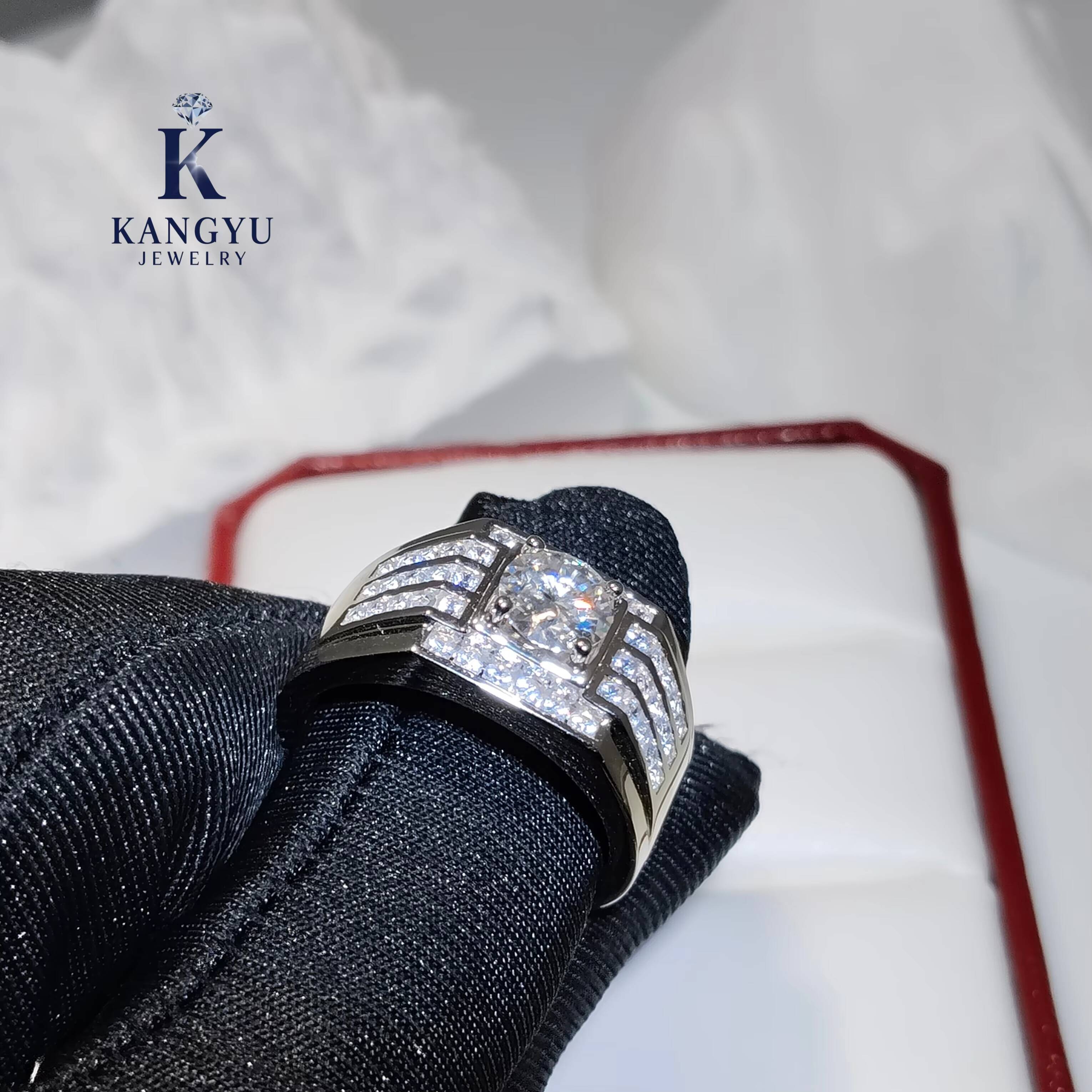 Mens 925 Sterling Silver Moissanite Ring Hip Hop Style Iced Out Bling Passes Diamond Tester