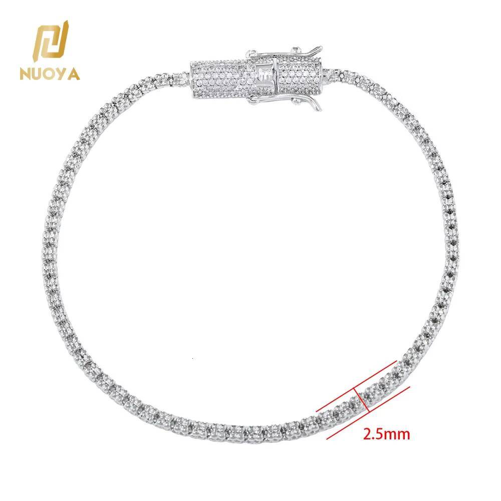 NUOYA Luxury Jewelry Iced Out Diamond Cylinder Clasp Design 25mm Woven Chain Hip Hop Bracelet Daily Casual Wear Gift for Women