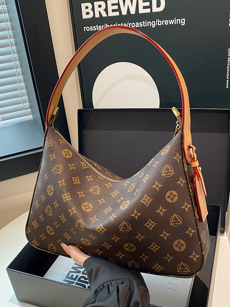 Free shipping 2026 Luxury Inspired Monogram Canvas Hobo Bag | Classic Print Underarm Purse - view 3